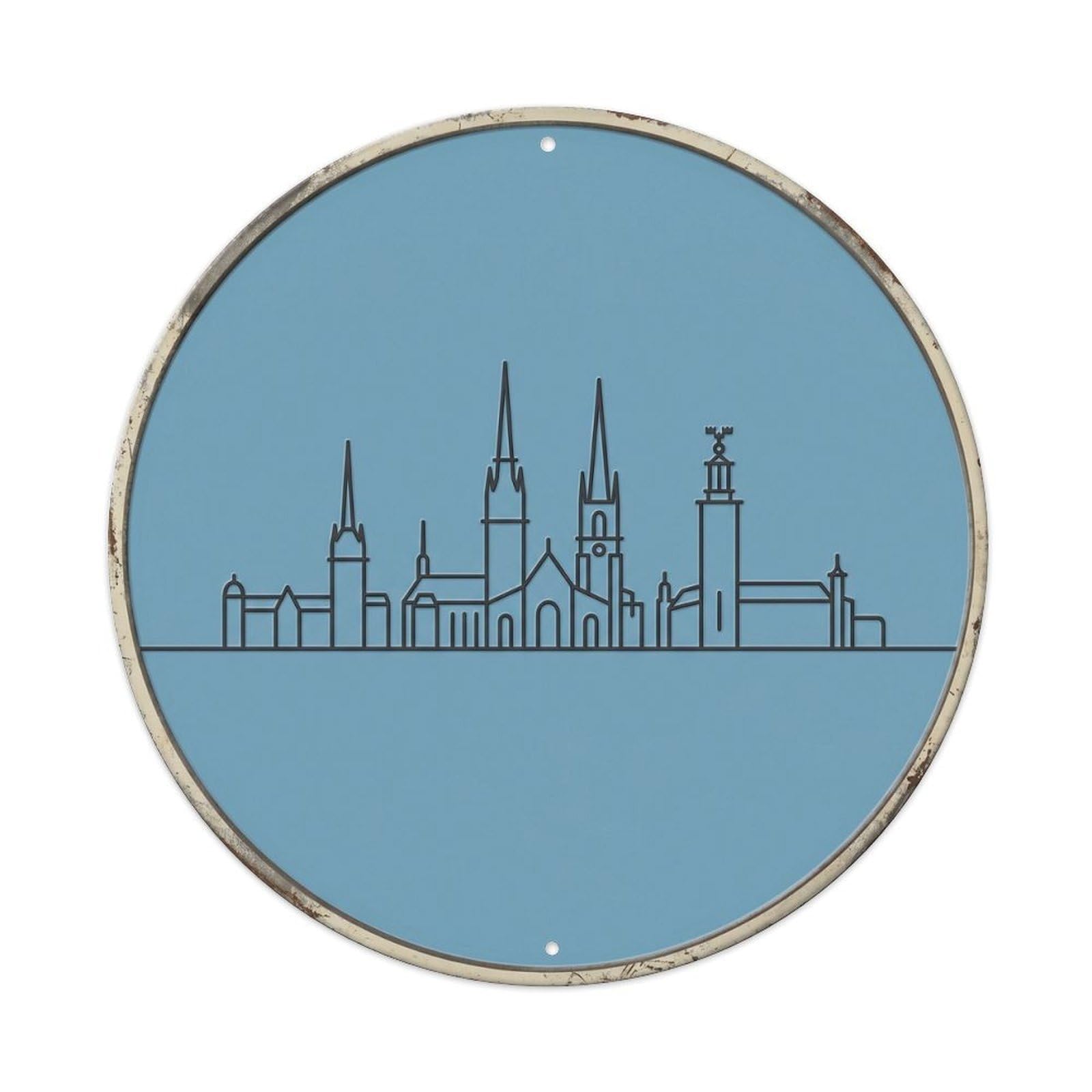 Stockholm Minimal Cityscape Travel Metal Tin Sign