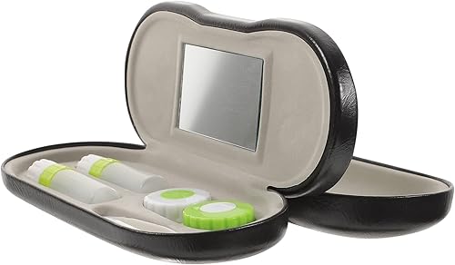 Miniatura 18 de Healifty Estuche para lentes de contacto y estuche para gafas, funda doble 2 en 1, con removedor de pinzas de espejo, caja de almacenamiento de