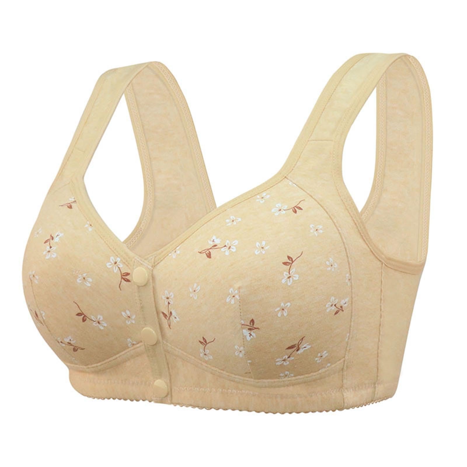 Bras for Older Women Front Closure Bralettes No Underwire Wireless Seniors Plus Size Comforable Push Up Everyday Bra