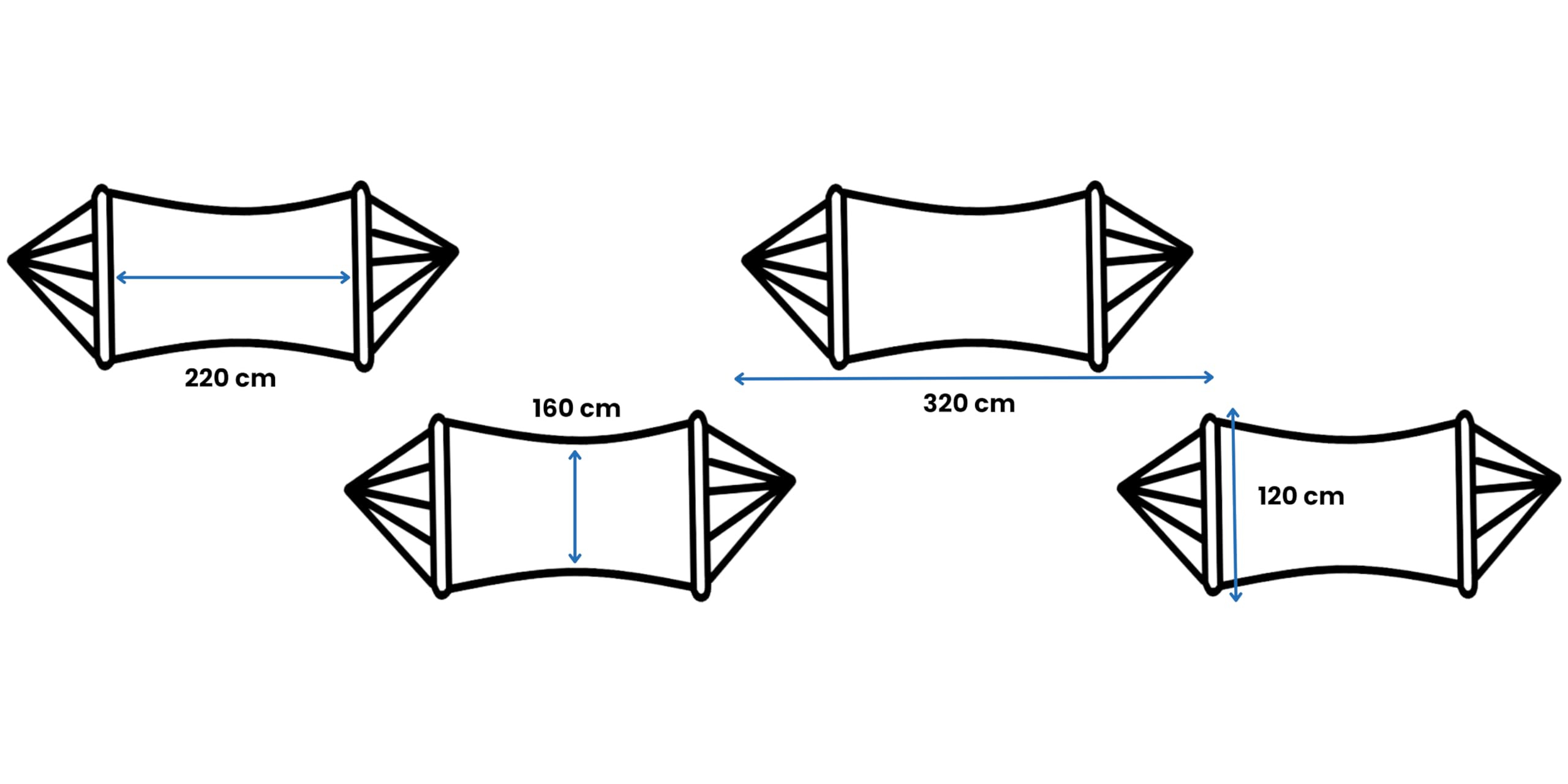 Hamac Potenza Acadia XL | pour 2 Personnes | Hamac 220x160 cm | Charge maximale 200 kg (Pacifique - Bleu)