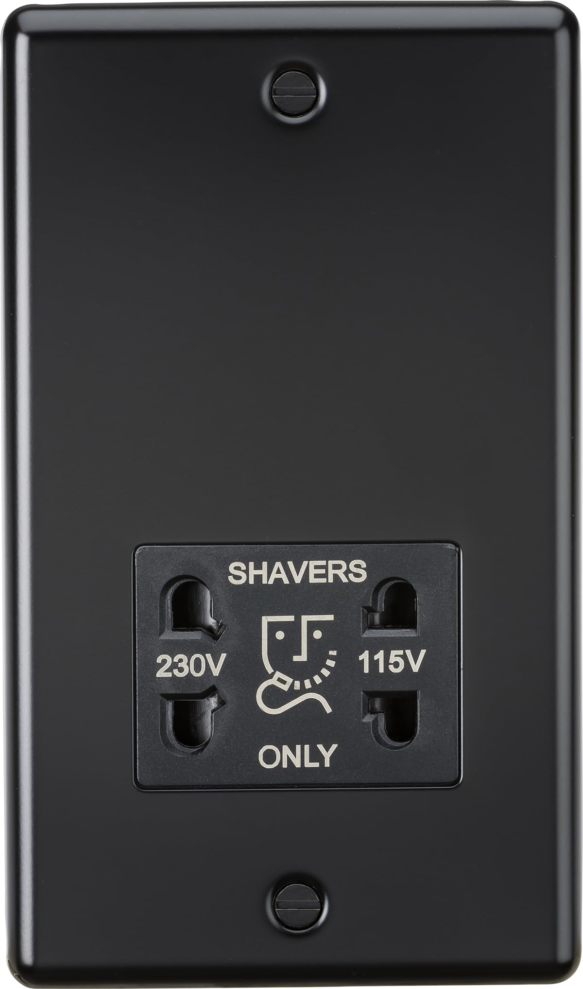 Knightsbridge Matt Black 115-230V Dual Voltage Shaver Socket