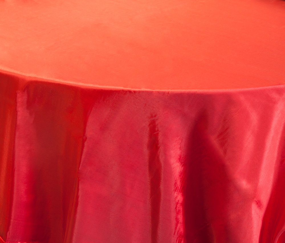Taffeta 132" Round Table Cloths - Wedding Parties Events Home Decor (Red)