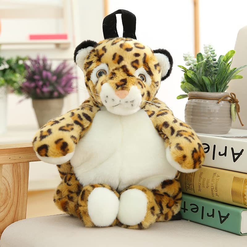 Image of Women Animal Teddy Bear Plush Backpack with Adjustable Straps (Golden Leopard)