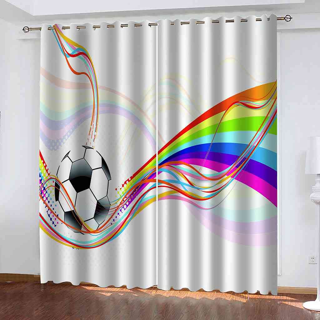 Rideaux occultants football anti-bruit et thermiques 264x160cm pour salon