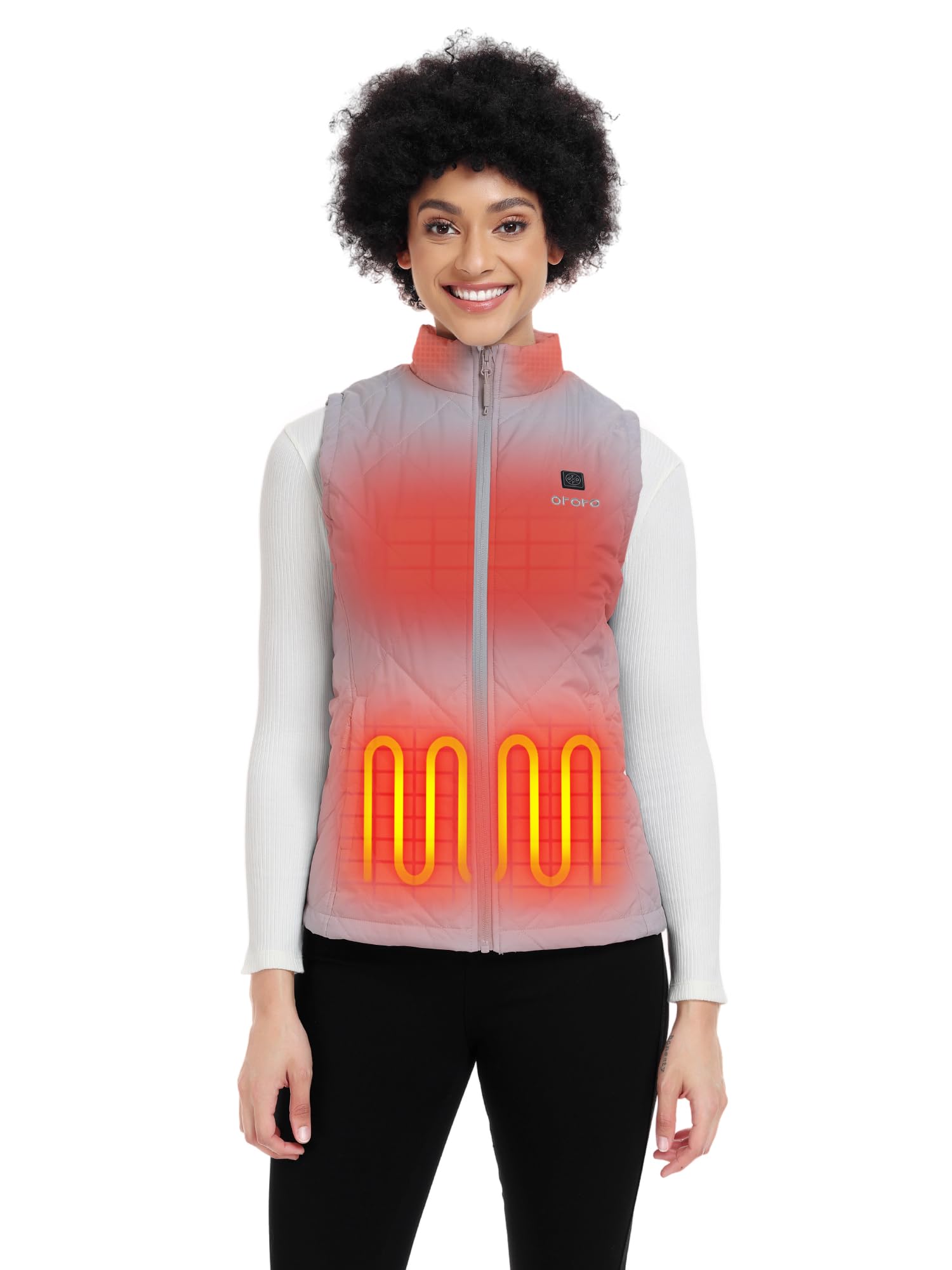 ORORO Women's Heated Gilet with Power Bank, Lightweight Quilted Heated Vest for Women (Charger Not Included) (Light Grey,M)