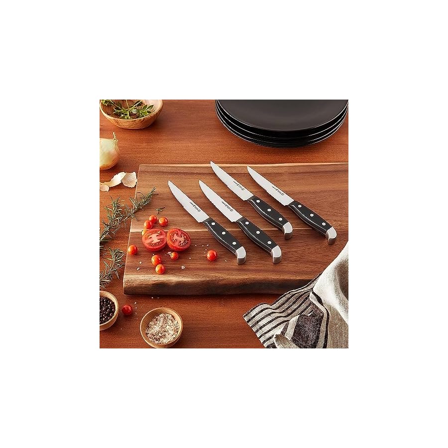 HENCKELS-Statement-Razor-Sharp-Steak-Knife-Set-of-4-German-Engineered-Informed-by-100-Years-of-Mastery-BlackStainless-Steel HENCKELS Statement Razor-Sharp Steak Knife Set of 4, German Engineered Informed by 100+ Years of Mastery, Black/Stainless Steel