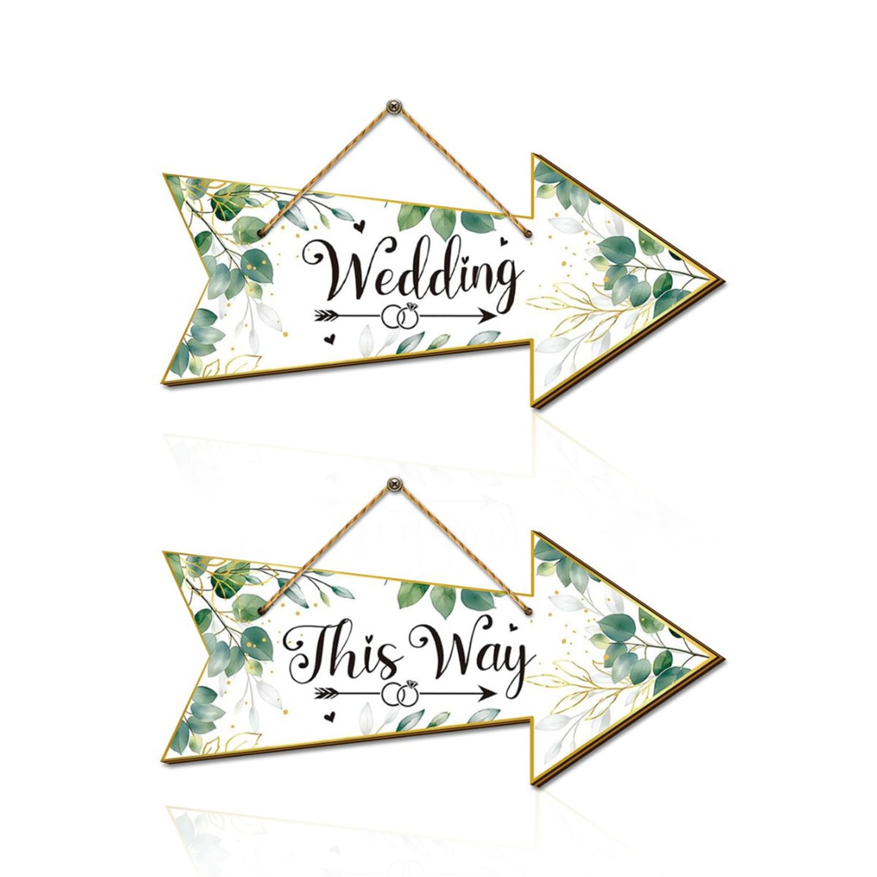 Wasise Wedding This Way Sign - Welcome To Our Wedding Sign, Wood Marry Signs, Lawn Yard Garden Labels, 2pc Weddings This Way Arrow with Rope Hanging, for Marry Ceremony & Reception Outdoor11.8x5.4in
