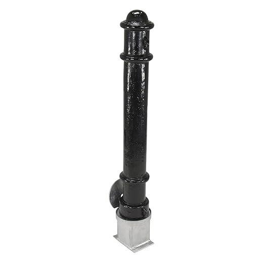 Vestil BOL-OR-40-BK Steel Underground Removable Ornamental Bollard 40 In. Black