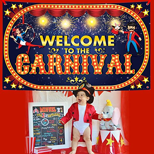Image of KatchOn, Welcome to The Carnival Banner - XtraLarge, 72x44 Inch | Carnival Decorations | Carnival Backdrop for Birthday Party | Carnival Theme Party Decorations | Carnival Banner for Circus Decoration