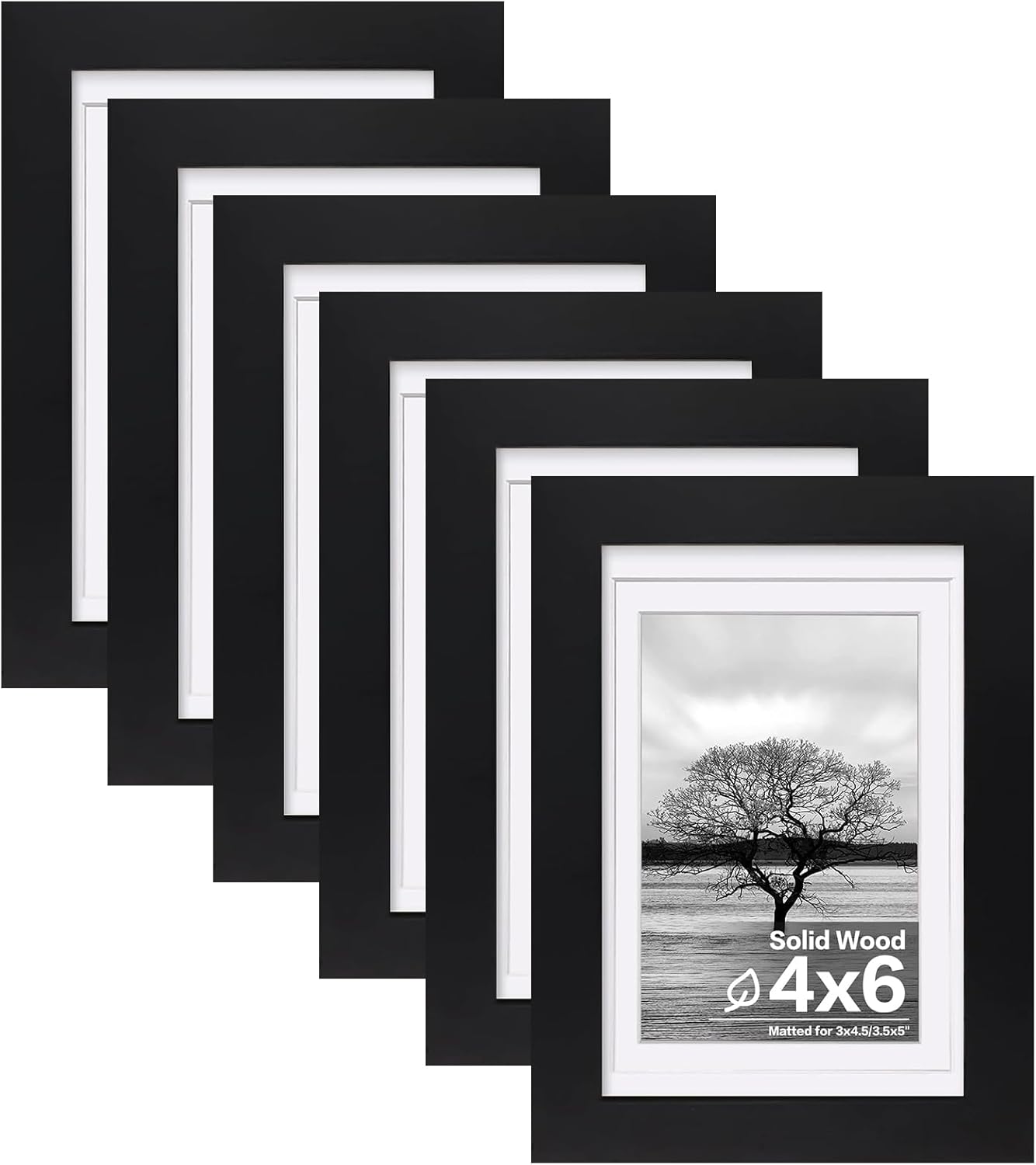 Egofine 8x10 Picture Frames Set of 6, Made of Solid Wood Covered by Plexiglass Display 4x6 and 5x7 with Mat or 8x10' without Mat, for Table Top Display and Wall Mounting Photo Frame White