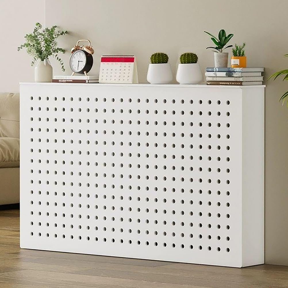 White MDF Radiator Cover for Living Room Hollow Breathable Heating Cover Cabinet Shelf with Shelf Space Modern Heater Covers Household Heating Accessories Bedroom Hallway,White,L80*H70*W20