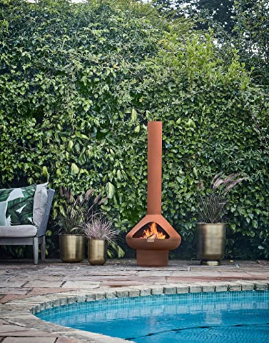 Ivyline Fornax Steel Fireplace with Chimney in Rust - Image 2
