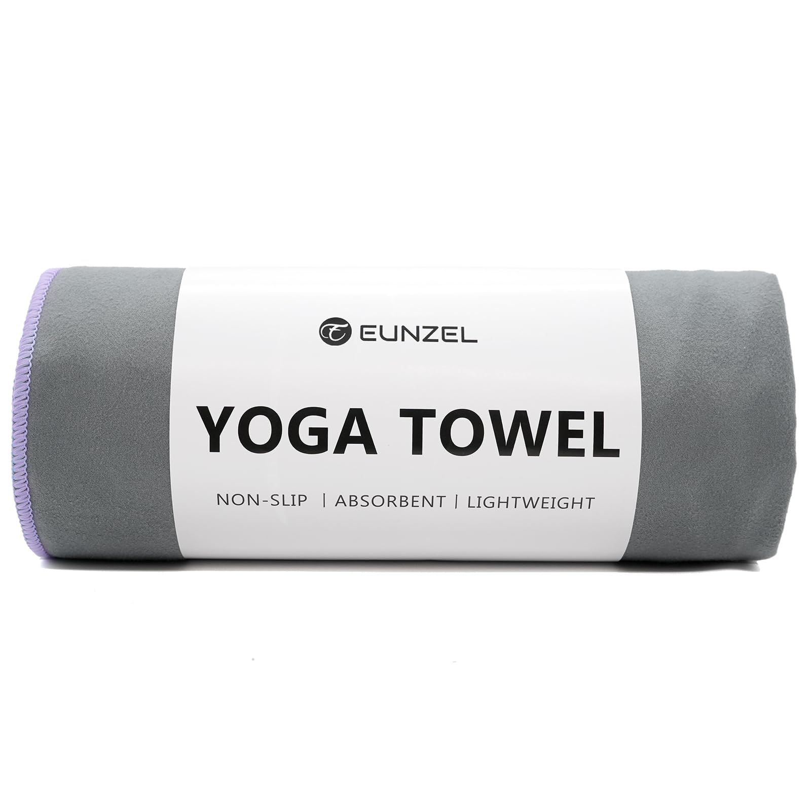 Eunzel Toalla de yoga caliente antideslizante toalla de microfibra ultra absorbente para yoga caliente, pilates, Bikram y entrenamiento, 26.5 x 72 pulgadas, gris/morado