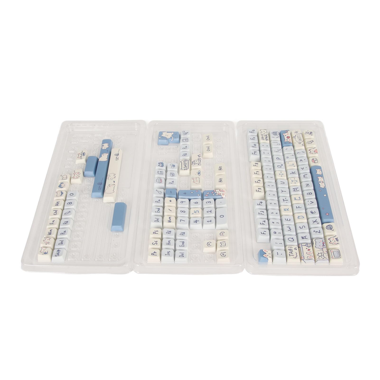 POENVFPO 148 KeyboardKeyCaps Dye Sublimation Ergonomic PBT Keyboard Keycaps do Gier DIY w Stylu Kreskówki Matowy Wygląd (Kotek)