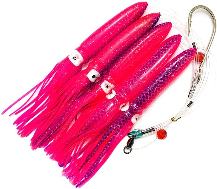 Shell Squid Daisy Chain - Pink - 1pc - W/Single Lure Bag - Item # 228