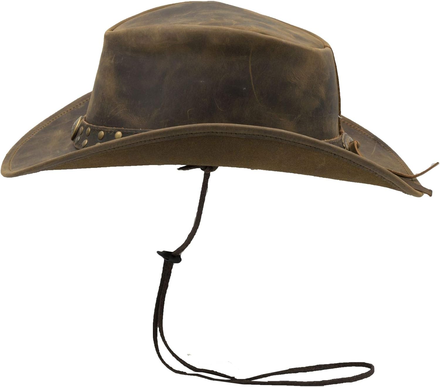 Walker and Hawkes Unisex Leather Cowhide Outback Two-Tone Brisbane Hat - Stylish Sun Protection, Breathable, Travel-Ready - Image 2