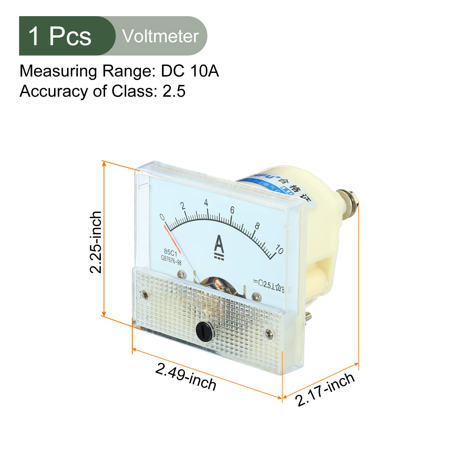 YOKIVE Analog Panel Ammeter, 85C1-A Ampere Meter Current Tester, Great for Office Art, Home, Daily Use (DC 0-10A) - Image 2