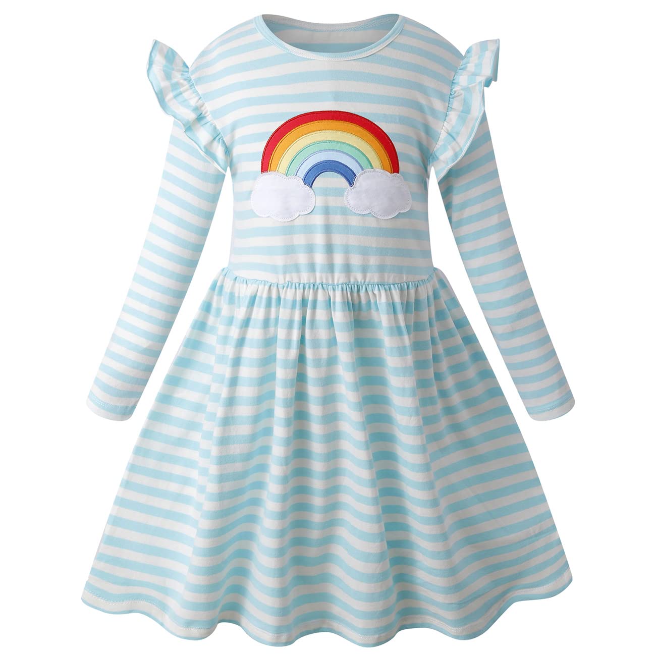 VASCHY Cute Long Sleeve Princess Party Outfit, Toddler to Big Kid Girls Clothing 2-10T