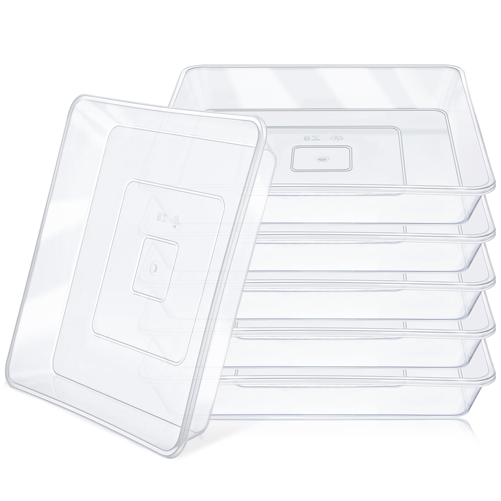 GREANER Square Plant Saucer, 8 Inch Plant Trays for Indoors No Holes, Clear Water Trays for Pots, Durable Flower Pot Saucers for Indoors and Outdoors(