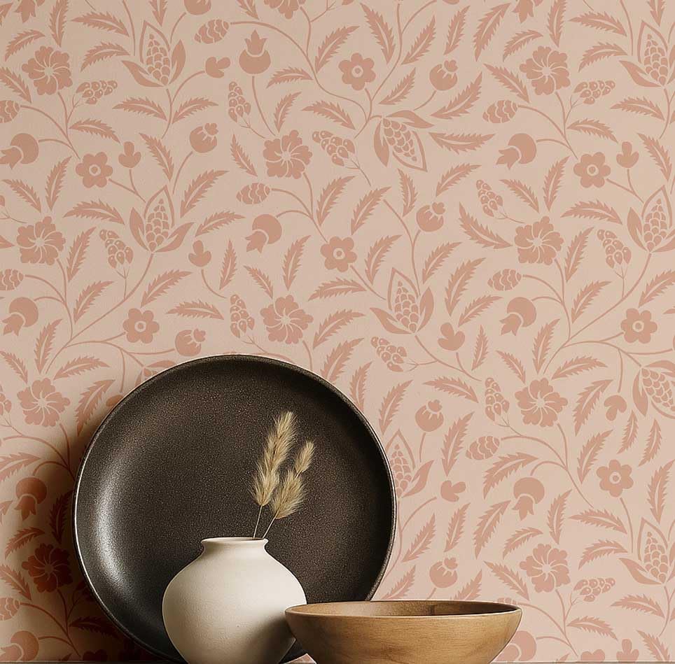 Papier peint autocollant floral vinyle amovible pêche pour mur