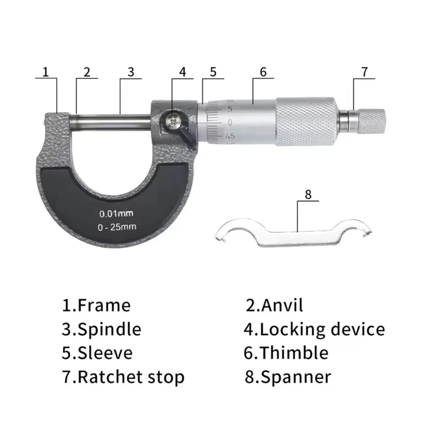 Outside Micrometer 0-25mm 0.01mm
