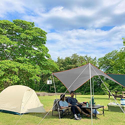 YTA 防水タープ 紫外線カット キャンプタープ 多機能 天幕シェード 日除け 遮光 遮熱 難燃 ソロ 大きいサイズ 超軽量 携帯便利 登山 アウトドア 運動会 ピクニック コンパクト 収納袋付き (アーミーグリーン, 300*400) 6枚目