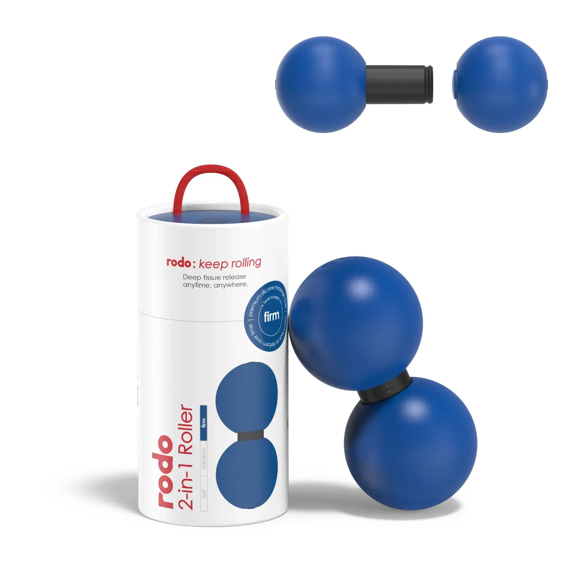 Rodo 2-in-1 Firm Peanut &amp; Lacrosse Ball Roller | Deep Tissue Massage Tool for Fascia, Plantar Fasciitis, Hips &amp; Back | Mobility &amp; Recovery Roller | Compact, Travel-Friendly, Pilates &amp; Therapy Ready
