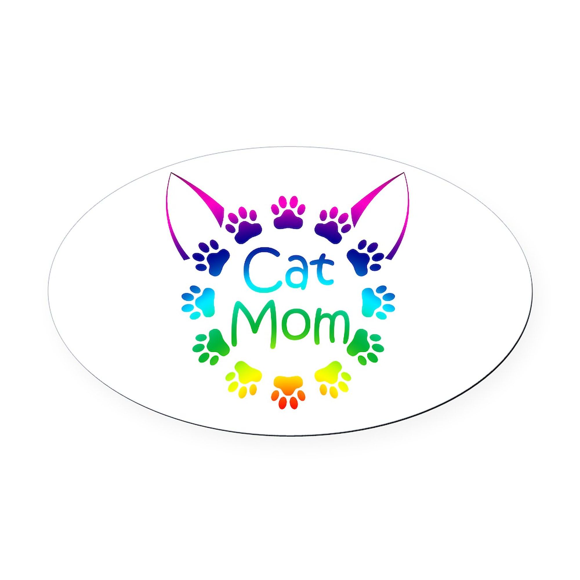 CafePress Cat Mom Oval Car Magnet, Euro Oval Bumper Magnet