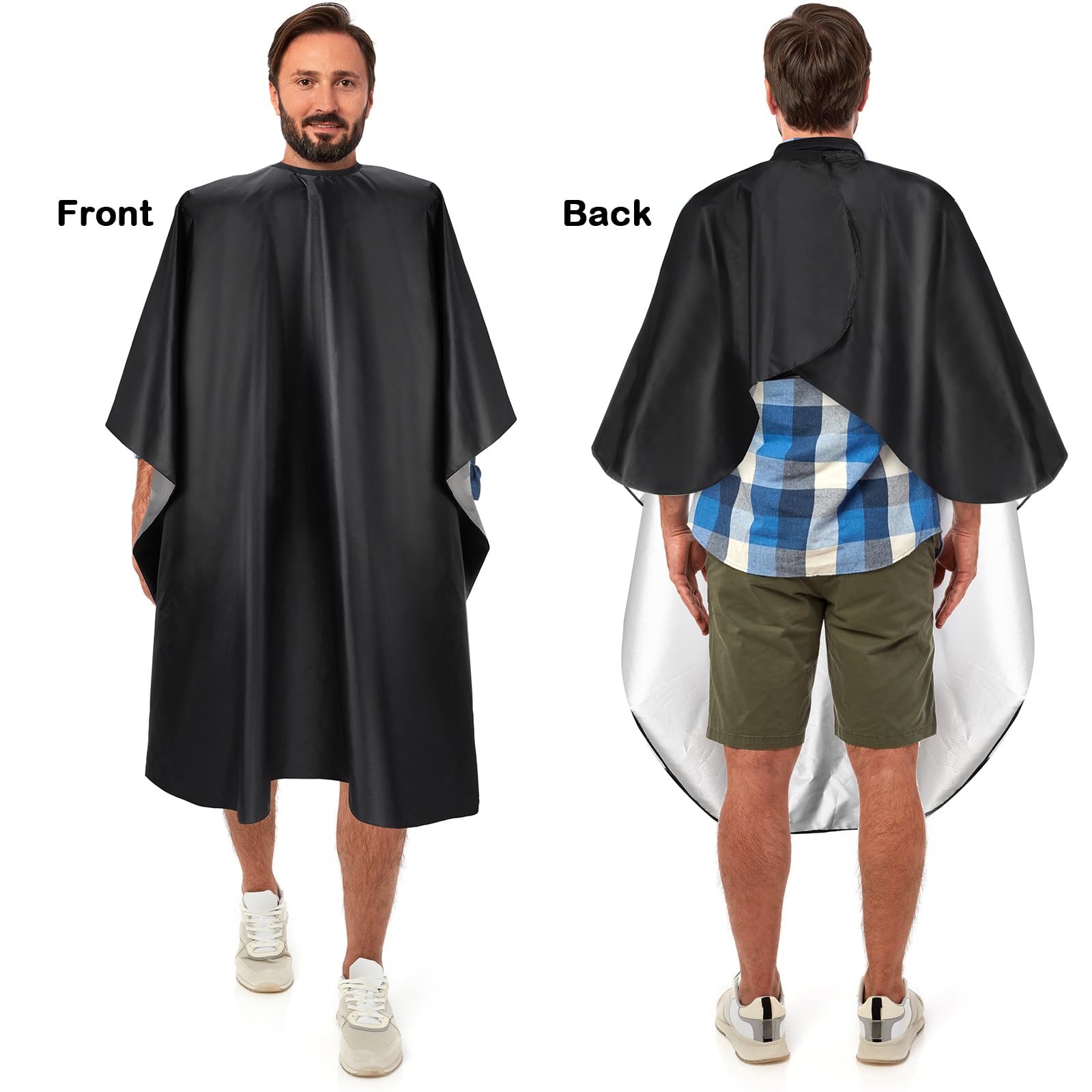 Foaincore 20 Stück Professionelle Haarschneideumhang Salon Nylon Cape Barber Styling Cape mit Schnappverschluss Haarumhänge, Schwarz, 59 x 51 Inches