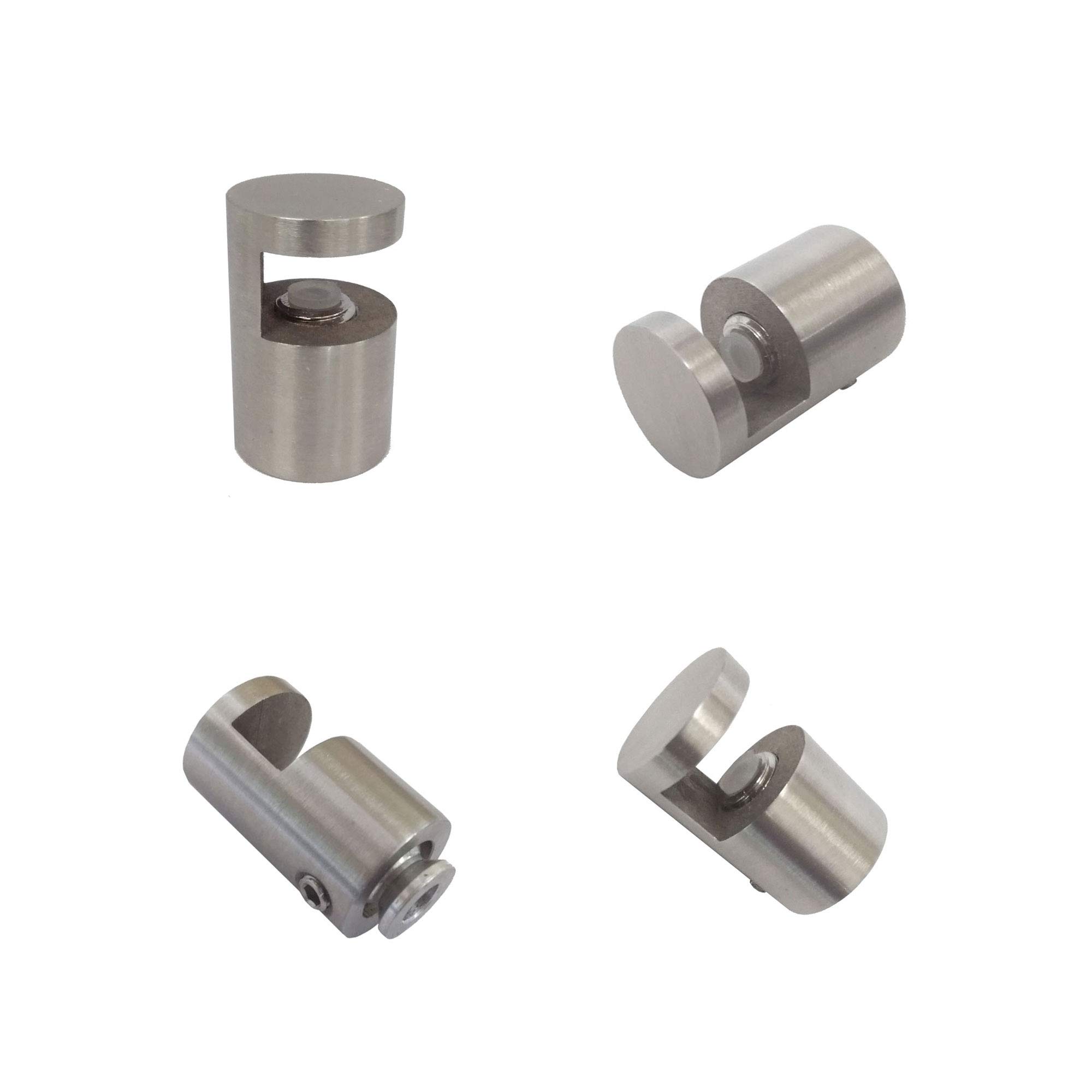 DISTANZIATORI FERMAVETRO IN ACCIAIO INOX AISI 304 SATINATO SET 4 PZ - PER VETRI DA 6 A 8 MM