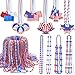 198Pcs Veterans Day Beads Necklaces Bulk, Veterans Day Patriotic Accessories Red White Blue Pendant Necklace for Veterans Independence Parades Carnival 4th of July Dressing up Costume Party Favor Supplies Decorations