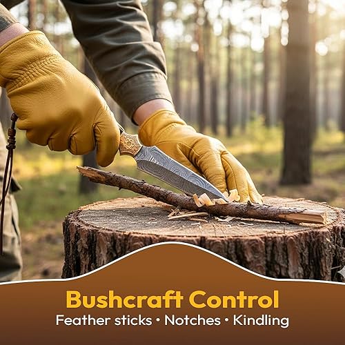 Miniatura 3 de Dessi Cuchillo de caza de hoja fija de acero de Damasco Camping Senderismo. SM11