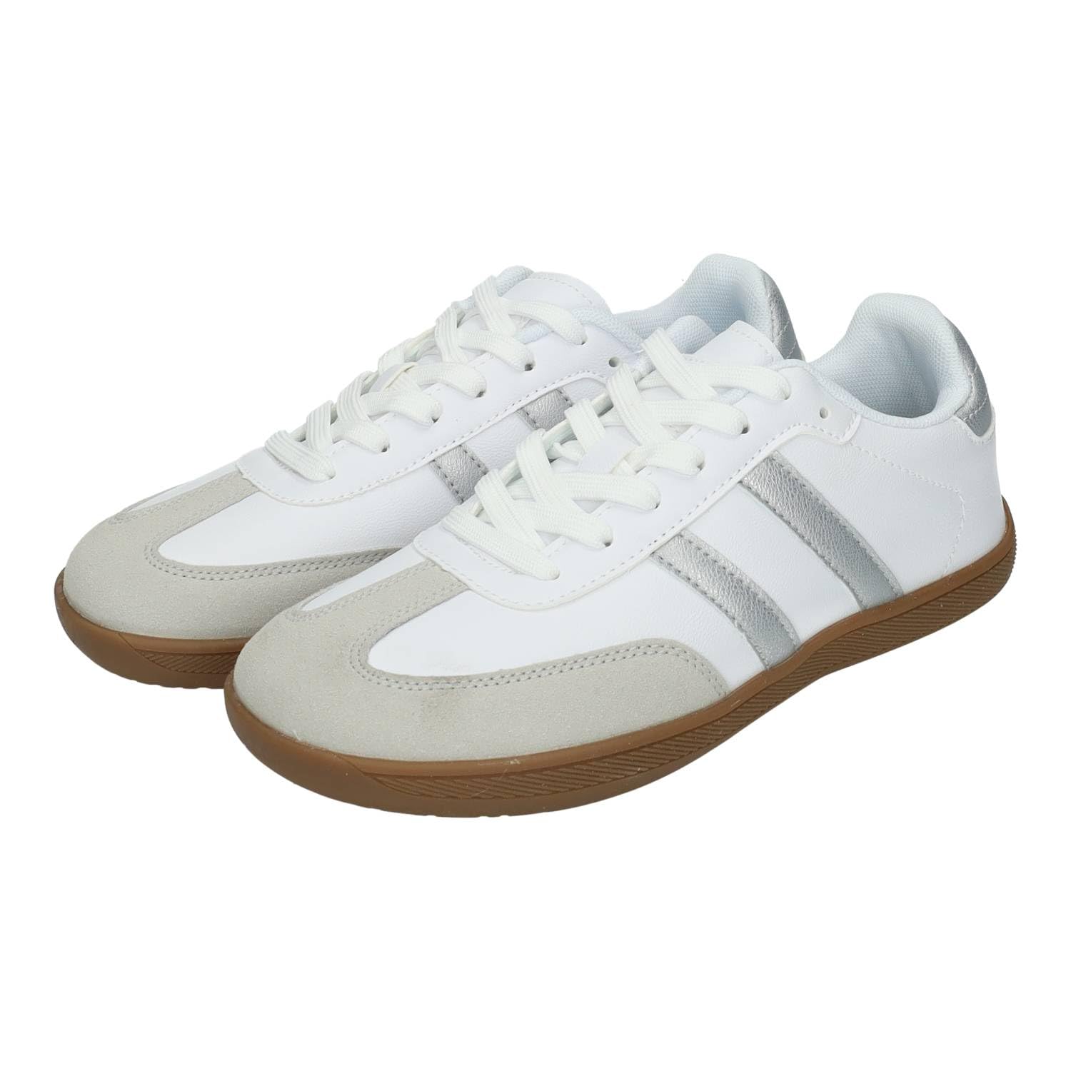 DEMAX 7-1227H Zapatillas Deportivas respetuosas para Mujer Demax Blancas con Detalles Plata y Plantilla Double Memory Foam Mujer Deportivos