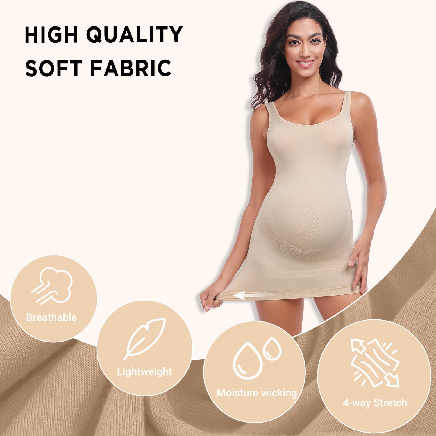 Women’s Maternity Sleeveless Tank Tops, Pregnancy Belly Support Shapewear Baby Shower Bodycon Dress Workout Shirts - Image 6