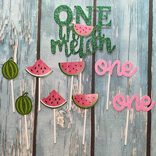 Watermelon First Birthday Party Supplies One In A Melon Balloons Watermelon Photo Banner Pink Glittery Watermelon One Cake Cupcake Topper Summer Fruit Girls 1St Birthday Party Supplies Decorations #TOP6