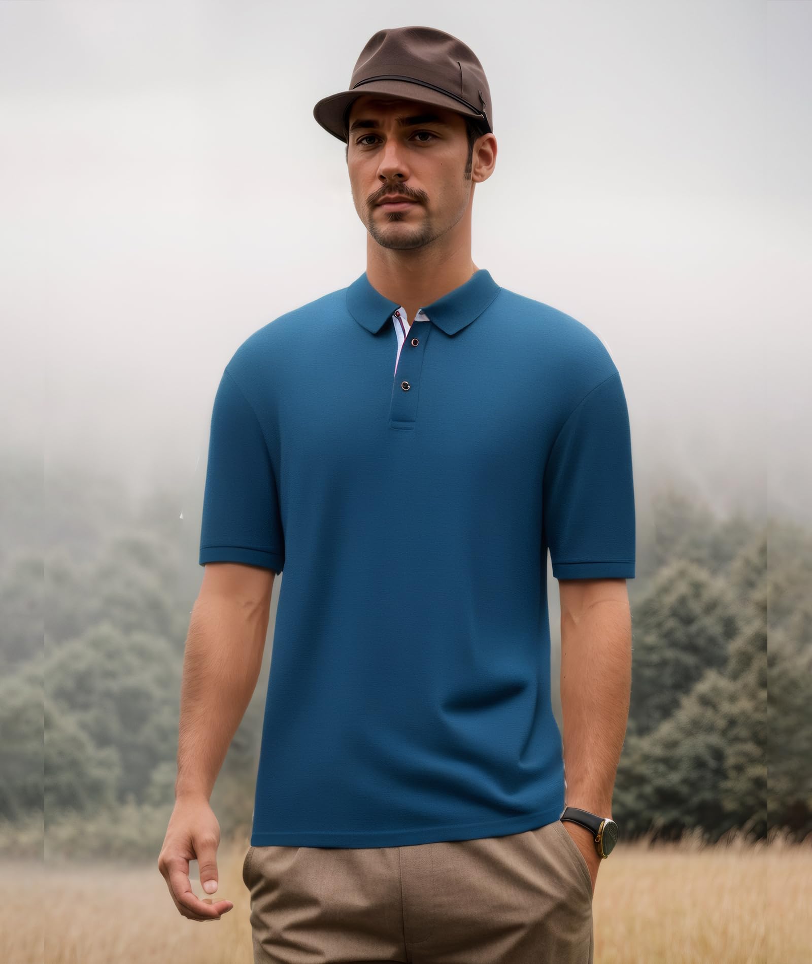 Camisas polo de manga corta para hombre, estilo casual, ajustadas, con botones, camisetas ligeras de golf para hombre — view 8