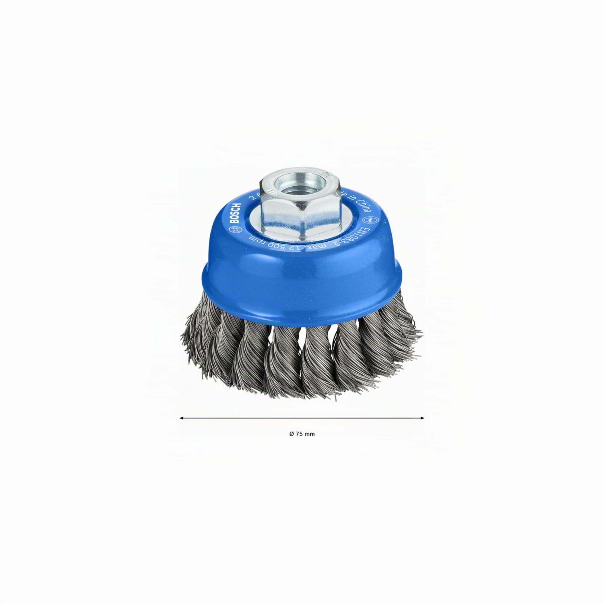 Bosch 1x Brosse boisseau PRO Steel Longlife, fils torsadés pour petite meuleuse angulaire et filetage M14 (pour Acier, Ø 75 mm, Professional Accessoire Petite meuleuse angulaire)
