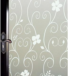DUOFIRE Window Film Privacy,Stained Glass Window Film, Static Cling Window Cling, Privacy Film for Glass Windows No Glue Anti-UV Window Sticker for Bathroom Bedroom Office(17.4in. x 78.7in.