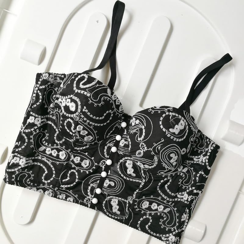 JSEIAJB Wear Cashew Flower Vest with Lace Embroidery Camisole for Women, Slimming Removable Shoulder Straps