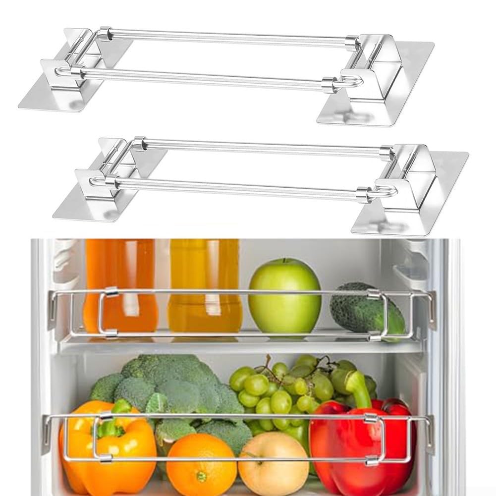 Verstellbare Kühlschrankstangen für Wohnmobil, Edelstahl, verstellbar, 32 - 57 cm, Wohnmobil-Aufbewahrungsstange für Wohnmobil-Kühlschrank