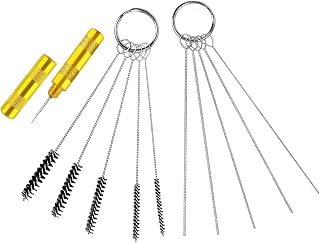 Carburetor Cleaning Kit, 5 Nylon Brushes, 5 Stainless Steel Needles, 1 Yellow Pick Tool, Carb Jet Cleaning Tools for Car & Motorcycle