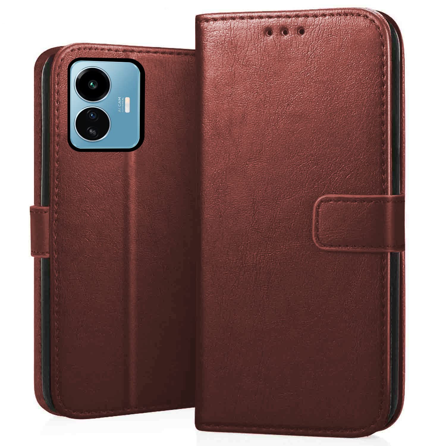 CEDO iQOO Z6 Lite (5G) Flip Cover | Leather Finish | Inside Pockets & Inbuilt Stand | Shockproof Wallet Style Magnetic Closure Back Case Flipcover (Brown) (B0BGZQ8MT1) Amazon Price History, Amazon Price Tracker