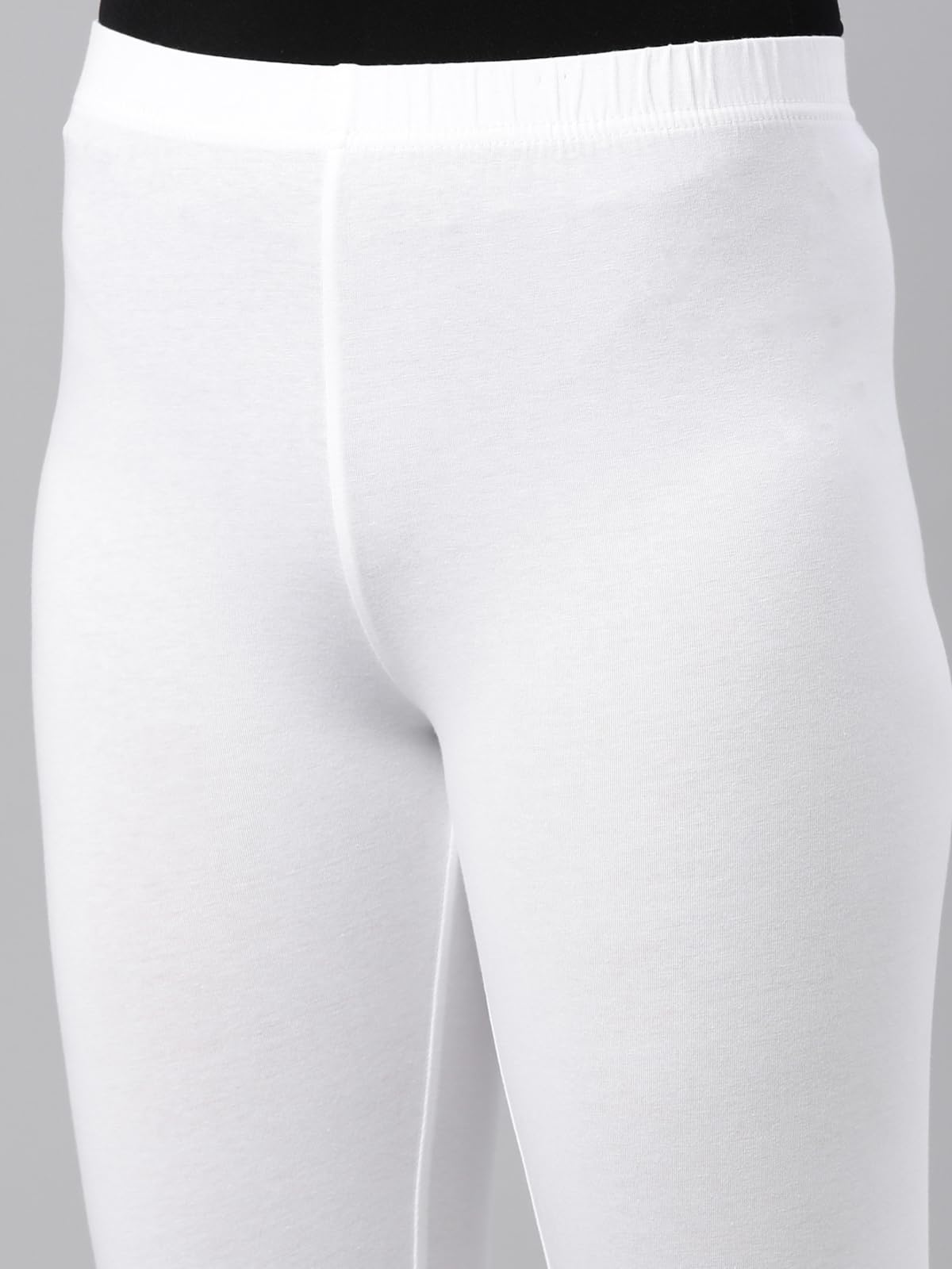 GO COLORS Soft Cotton Stretch Churidar for Women | Breathable, Mid Rise, Full Length, White 2