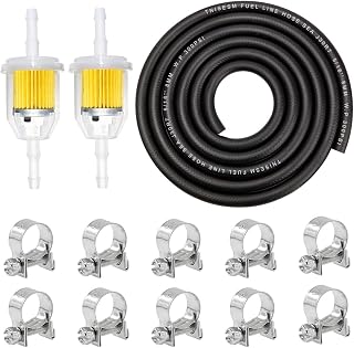 Tnisesm 5/16"(8MM) Inch ID Fuel Line Kits, 2 Meter / 6-Foot Fuel Line + 2Pcs 1/4 Inch X 5/16 Inch Gas Inline Fuel Filters with Magnet +10 Pcs 15/32''-9/16'' Mini Fuel Hose Clamps Adjustable