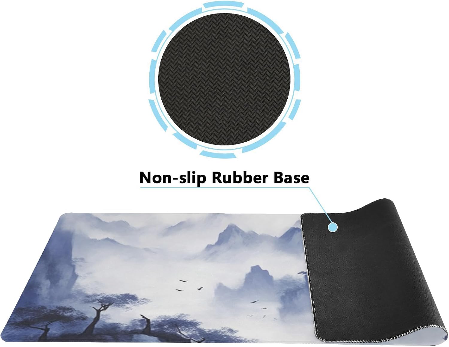Durable Mountains and Waters Design Mouse Pad 35.5 x 16 Inch with Non-Slip Base, Waterproof, Comfortable for Extended Gaming