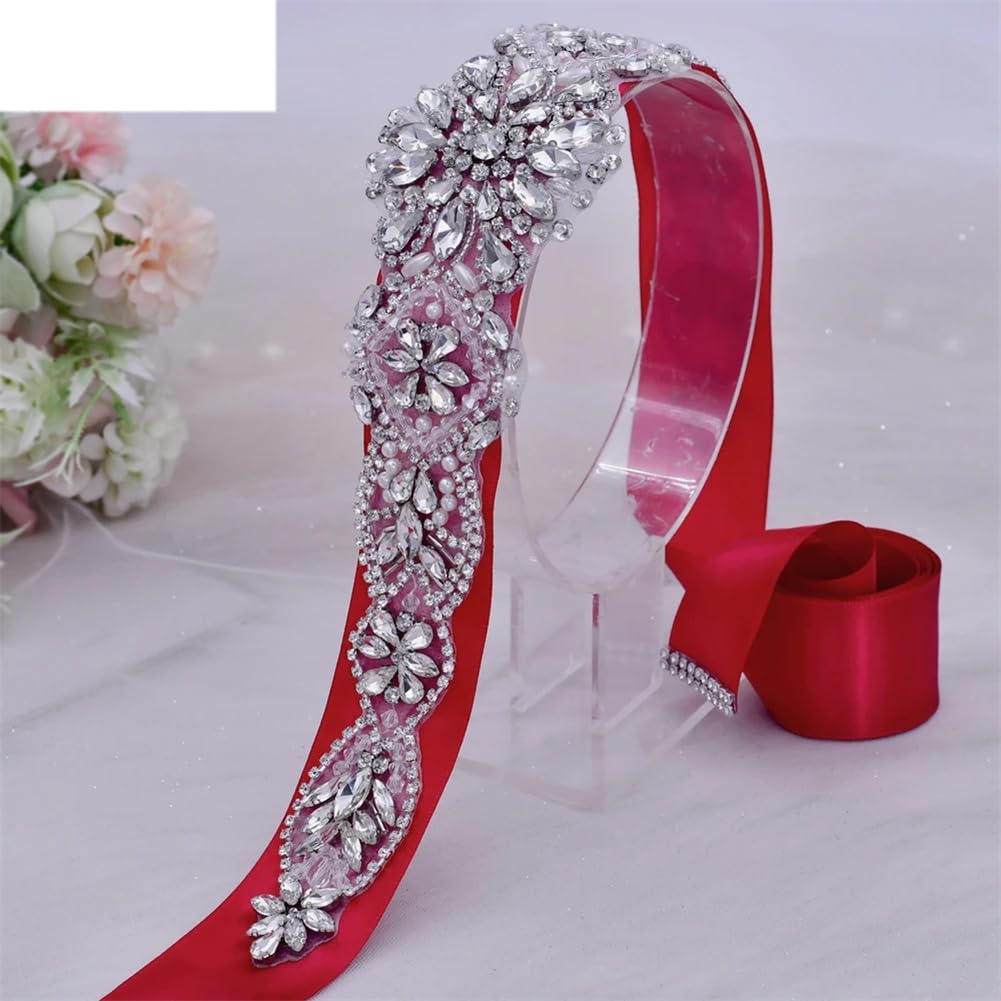 Cinturón de novia con apliques de diamantes de imitación para mujer, vestido formal de fiesta