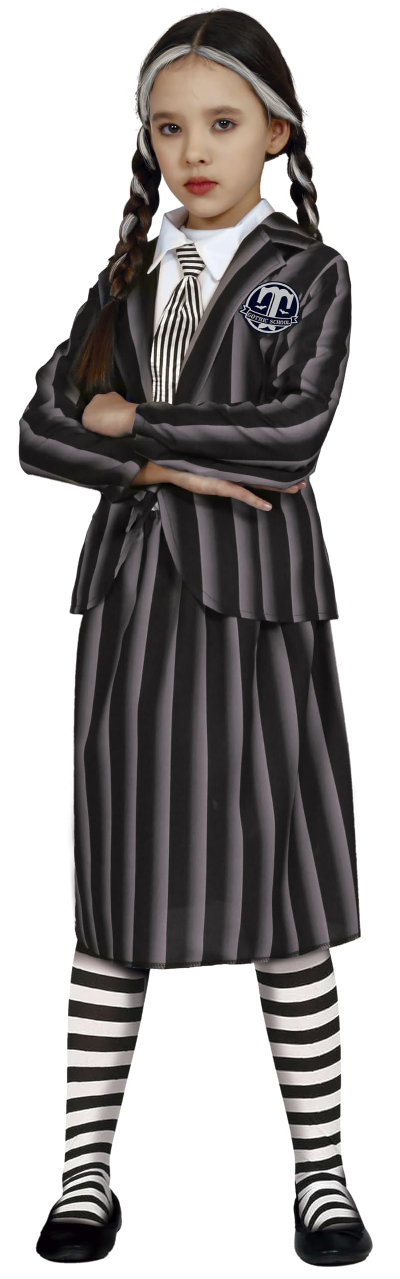 FIESTAS GUIRCA Gothic Family Girl School Uniform Fancy Dress - Gothic Girl Costume - Halloween Girls Costumes 7-9 years - Image 2