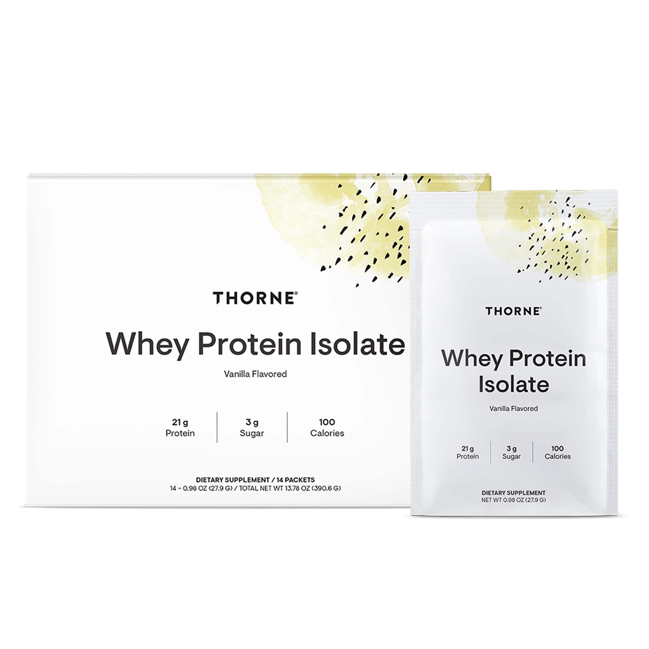 Whey Protein Isolate - 21 Grams of Easy-to-Digest Whey Protein Powder - NSF Certified for Sport - Vanilla - 13.79 Ounces - 14 Packets