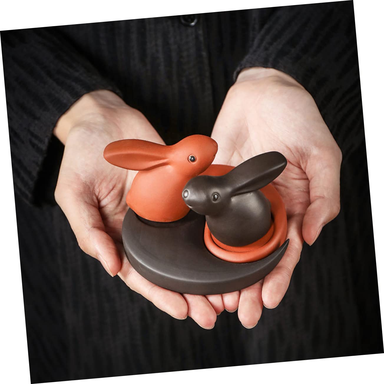 Alipis 2 Sätze Häschenverzierung Kinderspielzeug Mini-Hasen Frösche Abziehbilder Ente Fuchs Teehaustier Tee-Zeremonie Set Kaninchen-Tee-Haustier- Einzigartiges Desktop- Ton