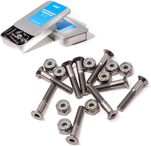 ELOS Kit de hardware para monopatín - Accesorios de montaje para camiones, rodamientos de patineta 608, bujes de monopatín, pivote, tuercas de